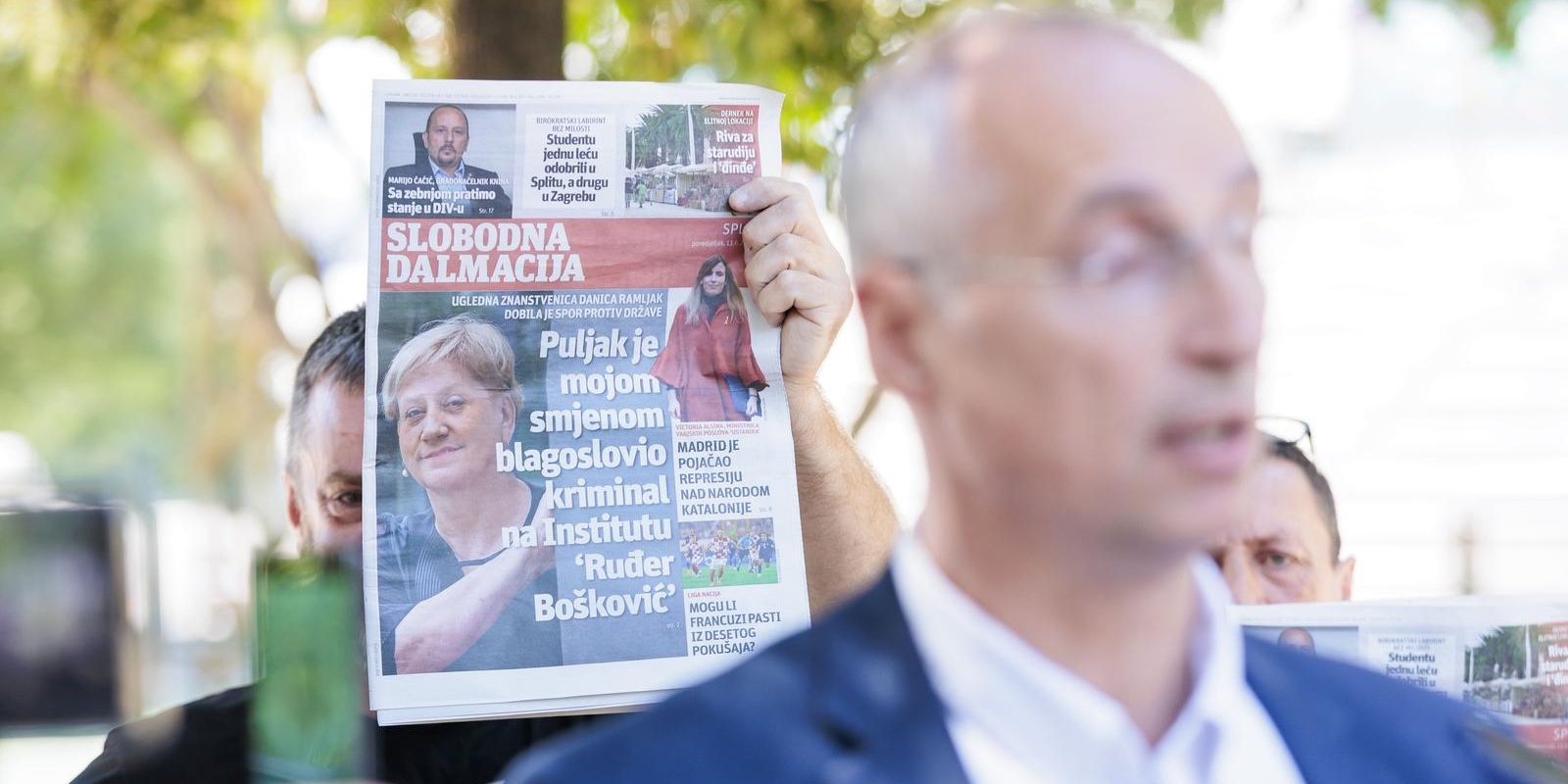 Split: Konferencija za medije Ivice Puljka, Bojana Ivoševića i Luke Baričića povodom seksualne afere