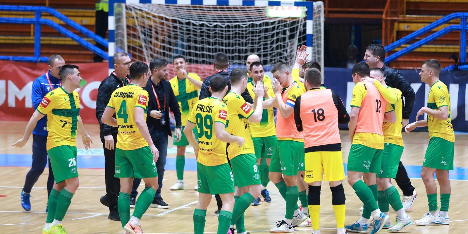 Zagreb: Slavlje igra?a Stanoinvest Futsal Pula nakon pobjede i ulaska u finale Hrvatskog malonogometnog kupa