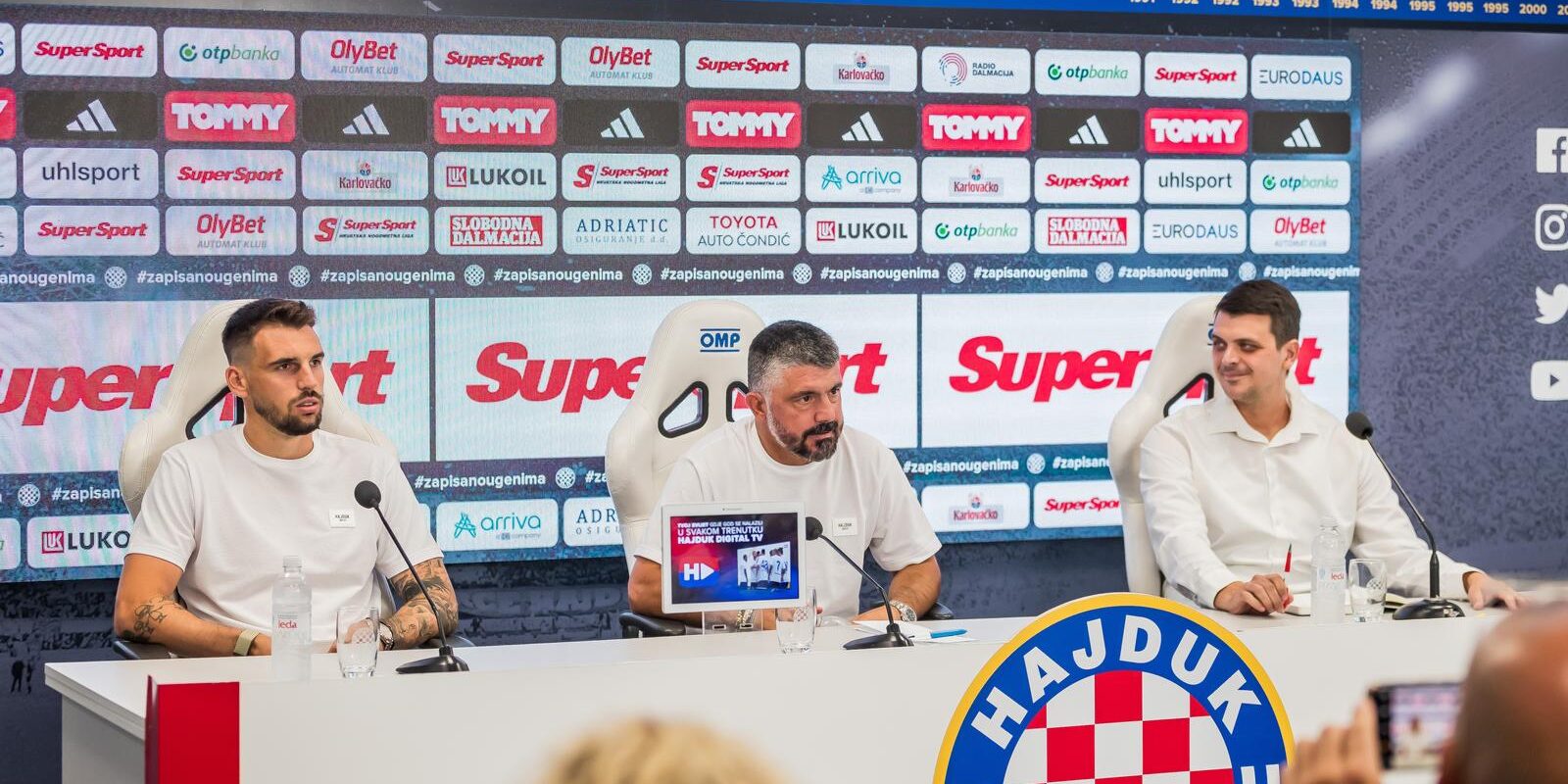 Split: Gennaro Gattusoo i Zvonimir Šarlija povodom utakmice  Hajduka i Tsrshavna održali konferenciju za medije