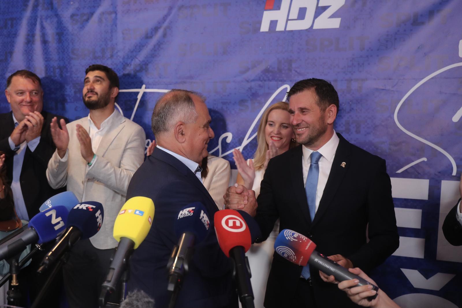 Split: HDZ-ov Tomislav Šuta proglasio izbornu pobjedu, slavi se u njegovom stožeru
